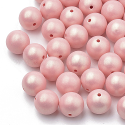 Perles acryliques de style peint par pulvérisation, caoutchouté, ronde, Saumon, 8mm, Trou: 1mm