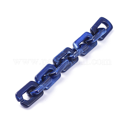 Cadenas de cable de acrílico hechas a mano, de piedras preciosas de imitación, Rectángulo, azul real, 30x20x5mm, aproximadamente 39.37 pulgada (1 m) / hebra