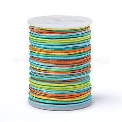 Hilo de poliéster teñido en segmentos, cordón trenzado, colorido, 0.8mm, alrededor de 10.93 yarda (10 m) / rollo