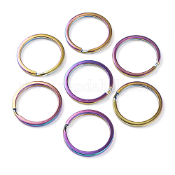 Placcatura ionica (ip) 304 portachiavi divisi in acciaio inossidabile, accessori di chiusura portachiavi, colore arcobaleno, 30x3mm
