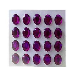 Autocollant acrylique avec strass transparent, bricolage nail art, voiture, décoration de téléphone portable, ovale, support violet rouge, 14x10x3.5mm, 20pcs / feuille