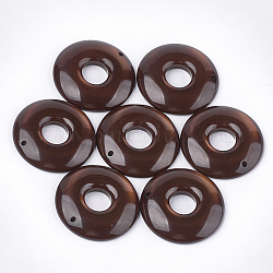 Durchscheinende Harzanhänger, Donut / Pi-Scheibe, Kokosnuss braun, Donutbreite: 13mm, 27.5x4.5 mm, Bohrung: 1.5 mm