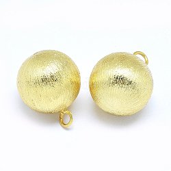 Brass Pendants, Round, Real 18K Gold Plated, 17x14mm, Hole: 2.5mm