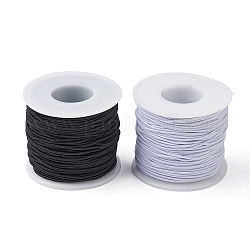 2 Rolle, 2 Farben, runde elastische Kordel aus Polyester, verstellbare elastische kordel, mit Spule, Mischfarbe, 1 mm, ca. 49.21 Yard (45m)/Rolle, 1 Rolle / Farbe