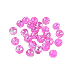 Drawbench perles de verre transparentes, ronde, rose chaud, 10mm, Trou: 1.6mm