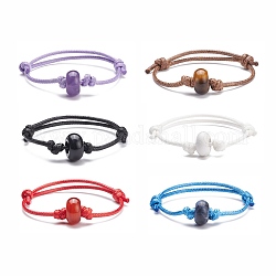 Gemstone Beaded Cord Bracelet, Adjustable Friendship Bracelet for Women, Inner Diameter: 2-1/4~3-1/8 inch(5.8~8cm)