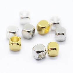 Séparateurs perles en laiton cube, couleur mixte, 4x4x4mm, Trou: 3mm