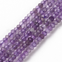 Natürlichen Amethyst Perlen Stränge, Rondell, facettiert, 3x2 mm, Bohrung: 0.5 mm, ca. 188~190 Stk. / Strang, 15.35 Zoll (39 cm)