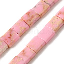Синтетические имперские нитки из бисера яшмы, 2-луночное, прямоугольные, розовые, 5.5~6x5x2.5 мм, отверстие : 0.9 мм, около 69~70 шт / нитка, 15.12~15.2 дюйм (38.4~38.6 см)