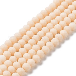 Chapelets de perles en verre, facette, mat, rondelle, peachpuff, 6x4.5mm, Trou: 1mm, Environ 86 pcs/chapelet, 16.14'' (41 cm)