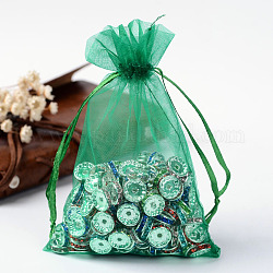 Подарочные пакеты из органзы с кулиской, мешочки для украшений, свадебная вечеринка рождественские подарочные пакеты, зелёные, 15x10 см