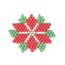 Handmade MIYUKI Japanese Seed Loom Pattern Seed Beads, Snowflake Pendants for Christmas, Red, 27x1.7mm, Hole: 0.5mm