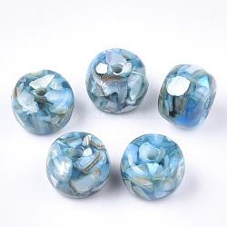 Harz perlen, mit Shell, Rondell, Himmelblau, 13x9 mm, Bohrung: 2 mm
