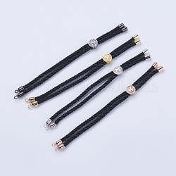 Création de bracelets à cordon torsadé en nylon, fabrication de bracelet de curseur, avec les accessoires en laiton, arbre de la vie, noir, couleur mixte, 8-5/8 pouce (220 mm), 3mm, Trou: 2mm