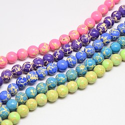 Round Synthetic Imperial Jasper Beads, Dyed, Mixed Color, 8mm, Hole: 1mm, about 48pcs/strand, 15.7inch.