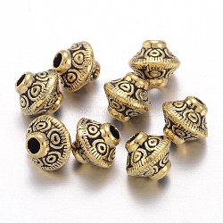 Perles de séparateur de style tibétain , sans plomb et sans cadmium et sans nickel, Toupie, Or antique, 5.4x6.3mm, Trou: 1mm
