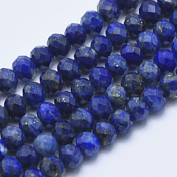 Natural Lapis Lazuli Beads Strands, Faceted, Rondelle, 6x4.5~5mm, Hole: 1mm, about 83pcs/strand, 15.1 inch