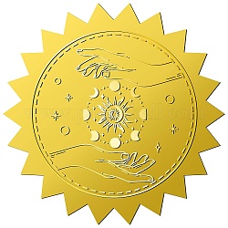 12 feuille d'autocollants en relief en feuille d'or auto-adhésive, Autocollants décoratifs de médaille à points ronds pour sceau de carte d'enveloppe, lune, 165x211mm, autocollants: 50 mm de diamètre