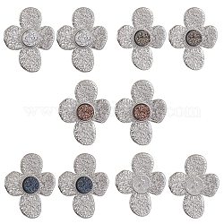 Aretes de flores de resina con piedras preciosas de imitación druzy, Pendientes de acero inoxidable con revestimiento de iones (ip) de plata 304 para mujer, color mezclado, 33x26.5mm