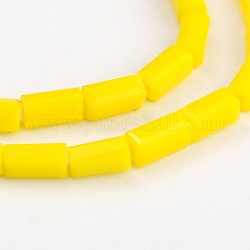 Faceted Cuboid Solid Color Glass Bead Strands, Yellow, 4x2mm, Hole: 0.5mm, about 100pcs/strand, 15.7 inch