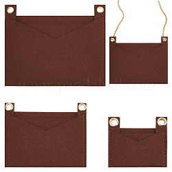 Wadorn 3 piezas 3 bolsas de fieltro de estilo inserto organizador, moldeador de bolso mini sobre fieltro premium, con ojales de hierro, marrón, 9~22x8~18.3x0.5~0.55 cm, agujero: 10 mm, 1pc / estilo