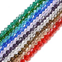 Cristallo austriaco imitazione 5301 bicone perline, sfaccettate perle di vetro fili, colore misto, 6x6mm, Foro: 1.2 mm, circa 47~48pcs/filo, 10.24 pollice ~ 10.43 pollici (26~26.5 cm)