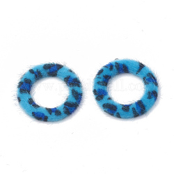 Pendenti in pelliccia di visone finto, con bottone alluminio, anello, cielo blu profondo, 40x35.5x4.5mm, Foro: 1 mm