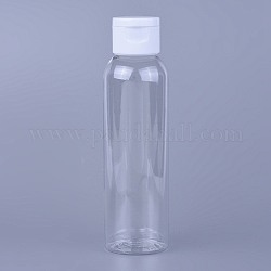 Runde Schulterplastikflasche mit transparentem Verschluss, nachfüllbare Flasche, Transparent, 13.75 cm, Kapazität: 120 ml