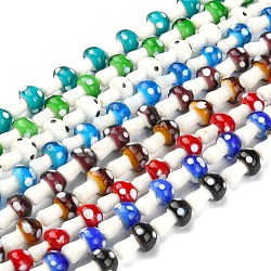 Handmade Lampwork Beads Strands, Mushroom, Colorful, 12x16mm, Hole: 1mm, about 25 pcs/strand, 16 inch