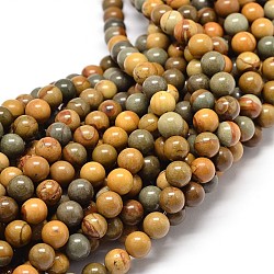 Natural America Picture Jasper Round Beads Strands, 8mm, Hole: 1mm, about 48pcs/strand, 15.3 inch