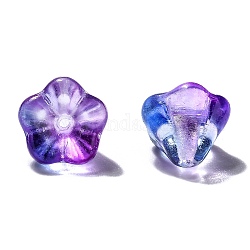 Perlas de vidrio checo transparente, dos tonos, flor, púrpura medio, 8.5x6.5mm, agujero: 1 mm, aproximamente 237~243 unidades / bolsa