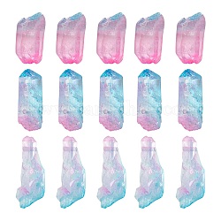 3 шт. Гальванические бусины из натурального кристалла кварца, окрашенные, граненые, самородки, фиолетовые, 23~47x8.5~9.5x8~10 мм, отверстие : 2 мм, 15.7 дюйм (40 см)