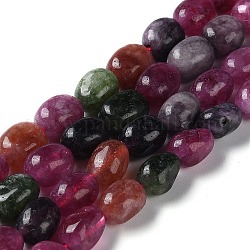 Malasia abalorios naturales jade hebras, facetados, oval, teñido y calentado, rojo violeta medio, 8.5~11.5x7~8x6.5~8mm, agujero: 1.5 mm, aproximamente 37~38 pcs / cadena, 14.76''~15.55'' (37.5~39.5 cm)