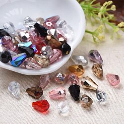 Perlas de vidrio checas galvanizadas, lágrima, facetados, color de ab chapado, color mezclado, 10x7mm, agujero: 1.2 mm, aproximamente 240 unidades / bolsa