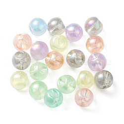 Perles acryliques irisées arc-en-ciel transparentes lumineuses, brillent dans le noir, perles rondes, couleur mixte, 16x16mm, Trou: 4mm