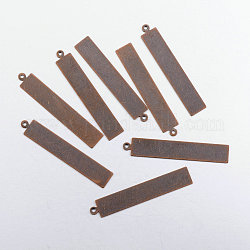 Metal Tags, Brass Stamping Blank Tag Pendants, Rectangle, Red Copper, 41x7x0.5mm, Hole: 1mm