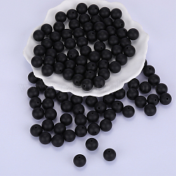 Круглые силиконовые фокусные бусины, жевательные бусины для чайников, DIY уход за ожерельем, чёрные, 15 мм, отверстие : 2 мм
