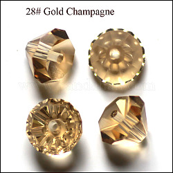 Imitation österreichischen Kristallperlen, Klasse aaa, facettiert, Raute , golden, 6x4 mm, Bohrung: 0.7~0.9 mm