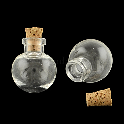 Botella de vidrio redonda para contenedores de abalorios, con tapón de corcho, deseando botella, Claro, 24.5x20mm, agujero: 5.5 mm, cuello de botella: 9.5 mm de diámetro, capacidad: 2.5ml (0.08 fl. oz)
