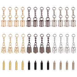 Gorgecraft 24 Sets, 4 Farben, Kordel-Endkappen mit Schrauben für die Herstellung von Quastenschmuck, Perlenkappenbügel mit Panzerkette für Reißverschlüsse, Handtaschen, DIY-Schmuckherstellung, Lederketten oder Armbänder