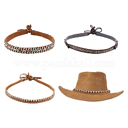 SUPERFINDINGS 3Pcs 3 Styles Imitation Leather Southwestern Cowboy Hat Band Ethnic Western Hat Belts Cowboy Hat Band Replacement with Tassel Drop and Alloy Buckle Overlay Hat Belt for Hat Accessories