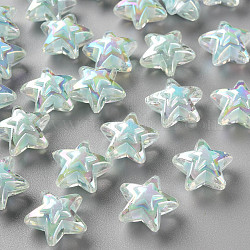 Perles en acrylique transparente, Perle en bourrelet, couleur ab , étoiles du nord, bleu clair, 15.5x16x9.5mm, Trou: 3mm, environ 569 pcs/500 g