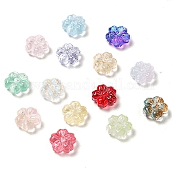 Pulvériser perles de verre transparentes peintes, sakura, couleur mixte, 13.5x14x6mm, Trou: 1.2mm