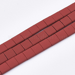 Немагнитные синтетические гематитовые многожильные соединения, окрашенные распылением, для изготовления эластичных браслетов, квадратный, красные, 5x5x2 мм, отверстие : 0.5 мм, около 75 шт / нитка, 15.7 дюйм