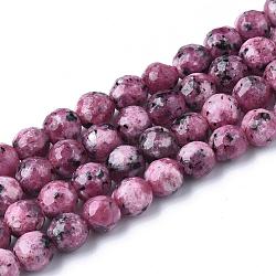 Chapelets de perles en jaspe sésame naturel / jaspe kiwi, teinte, facette, ronde, 8~9mm, Trou: 1mm, Environ 45~47 pcs/chapelet, 14.4~15.2 pouce