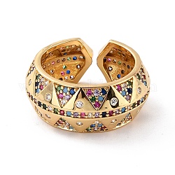 Anillo de cúpula de circonitas cúbicas de colores para ella, anillo de dedo de puño ajustable, sin plomo y cadmio, real 18k chapado en oro, nosotros tamaño 6 (16.5 mm)