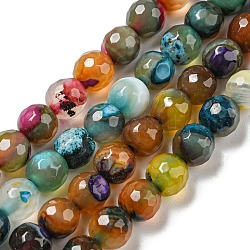Chapelets de perles d'agate naturelle, teints et chauffée, ronde, facette, orange, 6mm, Trou: 1mm, Environ 62 pcs/chapelet, 14.57 pouce (37 cm)