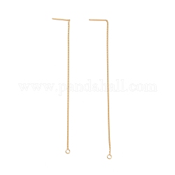 Ion Plating(IP) 304 Stainless Steel Stud Earring Finding, with Hole, Ear Thread, Golden, 109x1x0.4mm, Hole: 1.7mm, Pin: 0.7mm