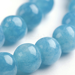 Chapelets de perles en pierre gemme naturelle, teinte, imitation aigue-marine, ronde, 6mm, Trou: 1mm, Environ 63 pcs/chapelet, 14.9 pouce