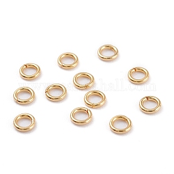 304 Stainless Steel Jump Rings, Open Jump Rings, Round Ring, Real 18K Gold Plated, 21 Gauge, 6x0.7mm, Inner Diameter: 4.6mm